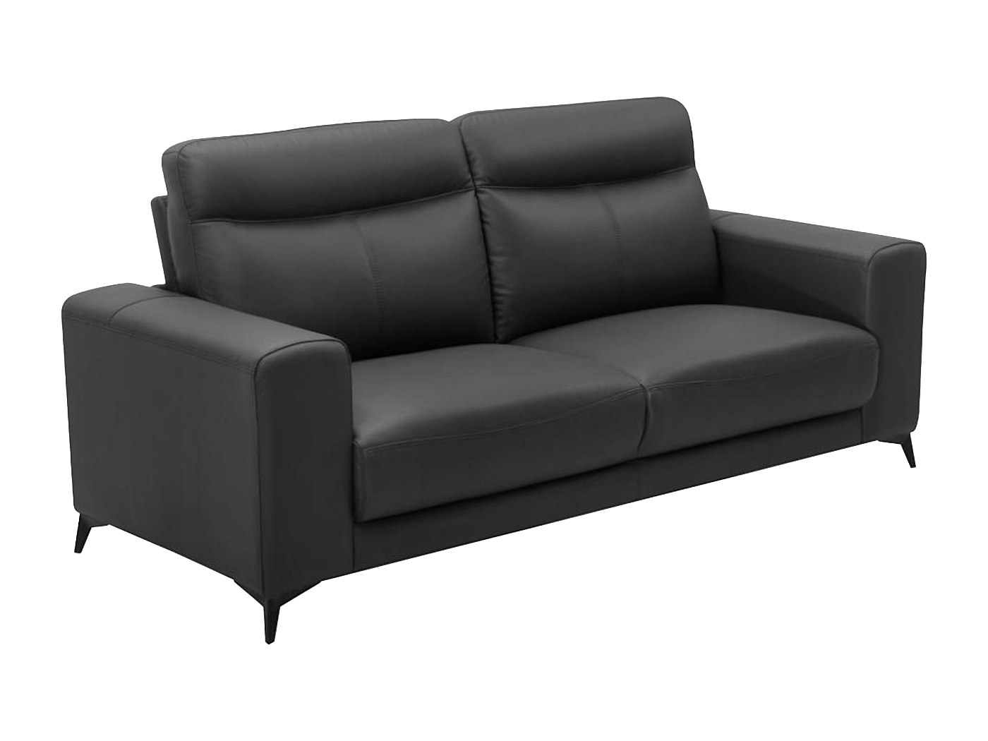 Sofá de 3 plazas de piel de becerro negro MONTANER