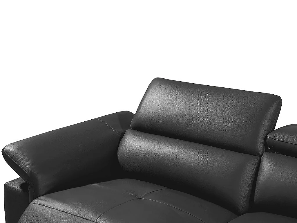 Sofá rinconera relax eléctrico de piel PASCALINE - Antracita - Ángulo derecho