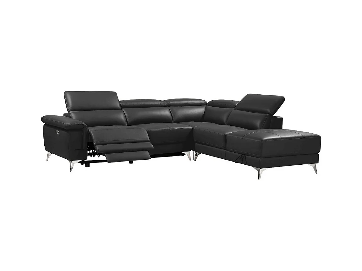 Relaxsofa Ecksofa Leder elektrisch - Ecke Rechts - Anthrazit - PASCALINE