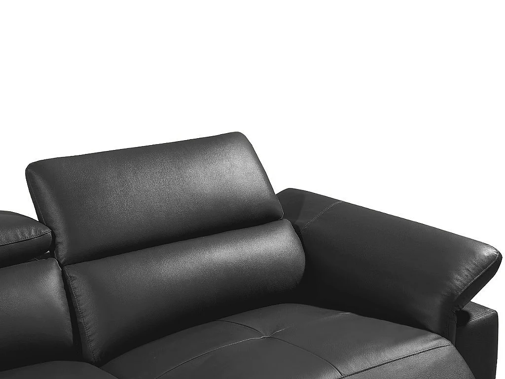 Canapé d'angle gauche relax électrique en cuir gris anthracite PASCALINE