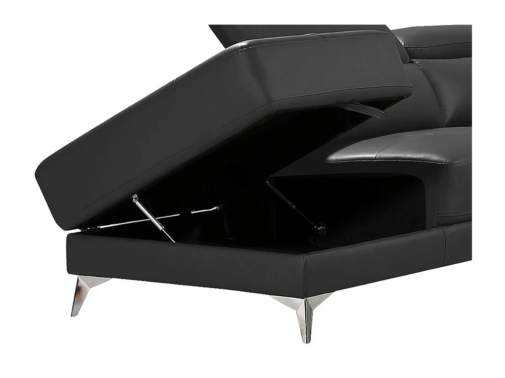 Sofá rinconera relax eléctrico de piel PASCALINE - Antracita - Ángulo izquierdo