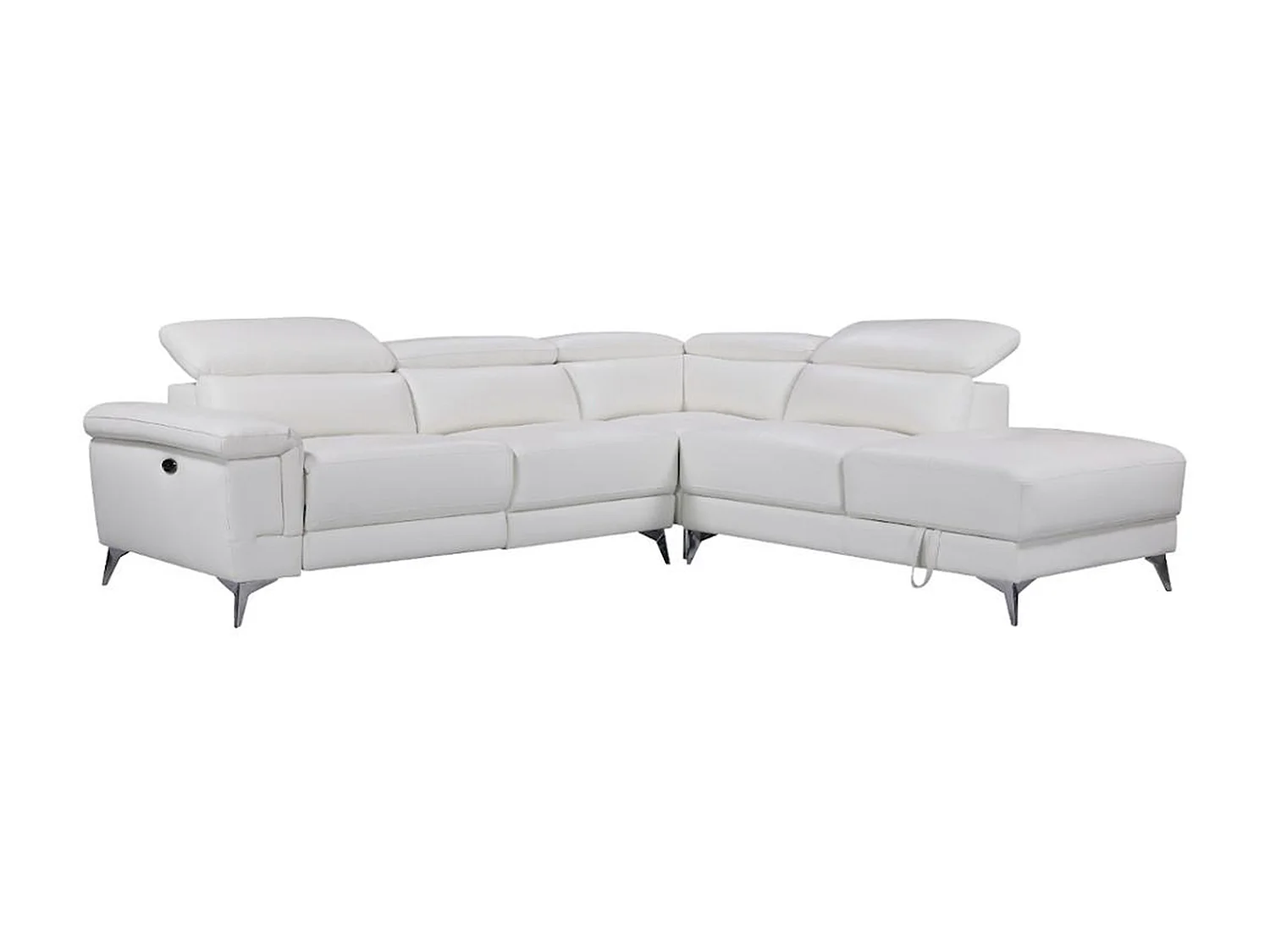 Relaxsofa Ecksofa Leder elektrisch - Ecke Rechts - Elfenbein - PASCALINE