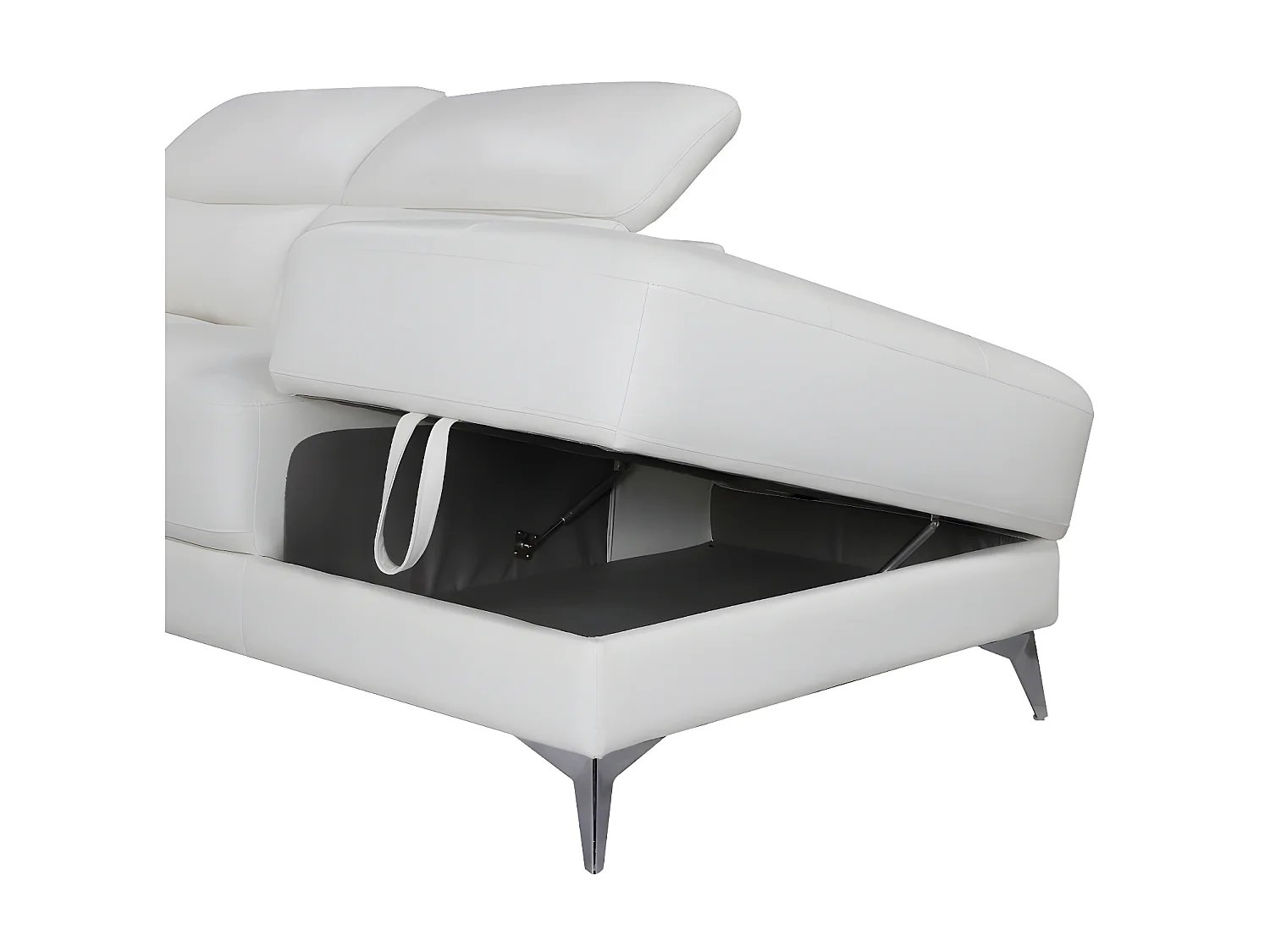 Relaxsofa Ecksofa Leder elektrisch - Ecke Rechts - Elfenbein - PASCALINE