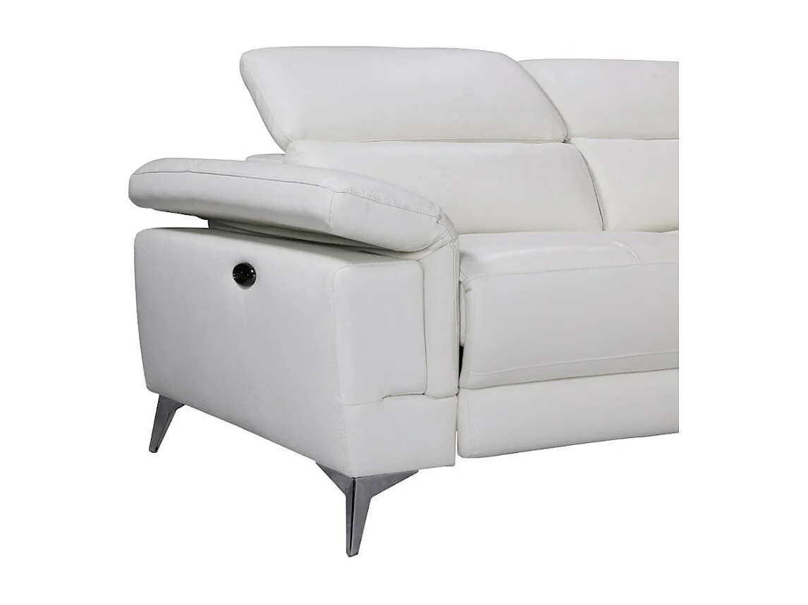 Relaxsofa Ecksofa Leder elektrisch - Ecke Rechts - Elfenbein - PASCALINE
