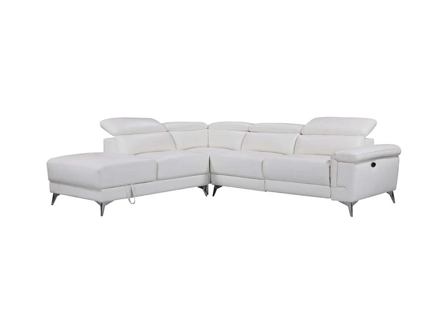 Relaxsofa Ecksofa Leder elektrisch - Ecke Links - Elfenbein - PASCALINE