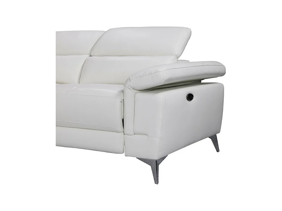 Relaxsofa Ecksofa Leder elektrisch - Ecke Links - Elfenbein - PASCALINE
