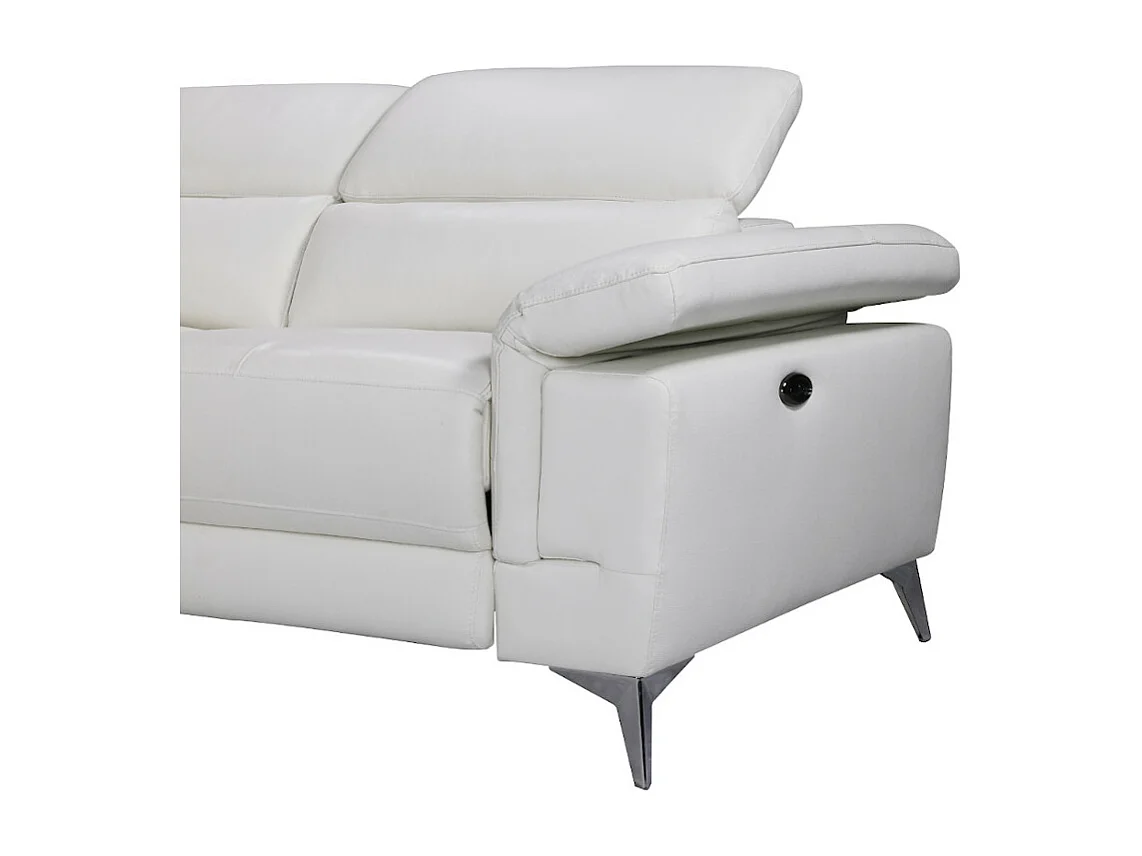 Elektrische relaxhoekbank van leer PASCALINE - Ivoor - Hoek links