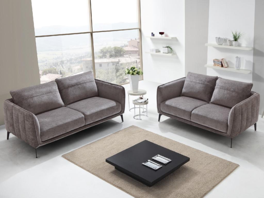 2-Sitzer-Sofa FERAVA - Stoff meliert - Grau