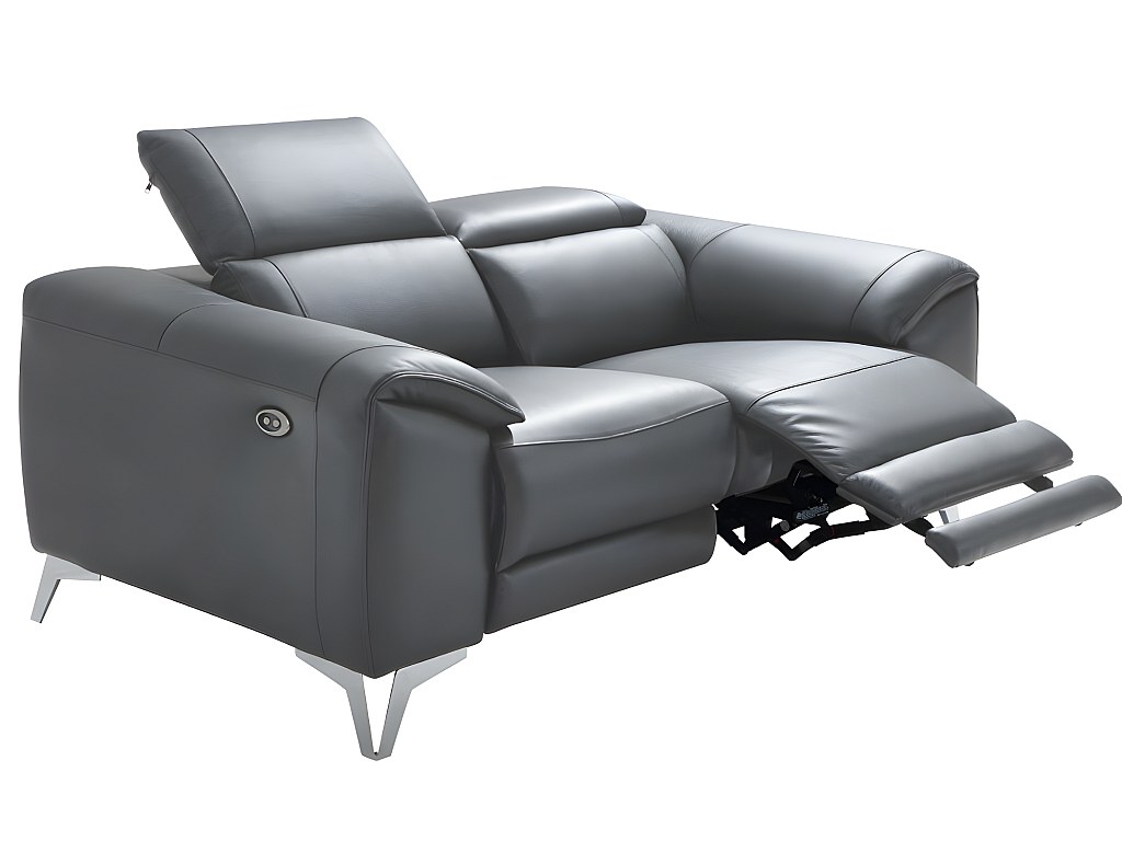 Sofá de 2 plazas relax eléctrico piel de becerro antracita FRANSKA