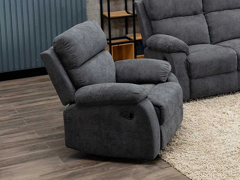 Fauteuil relax en tissu TOLZANO - Anthracite