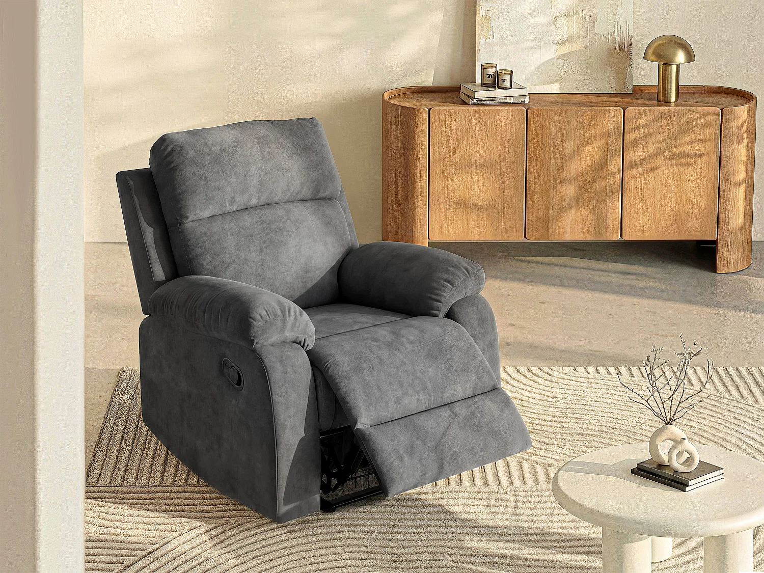 Relaxfauteuil van stof TOLZANO - Antraciet