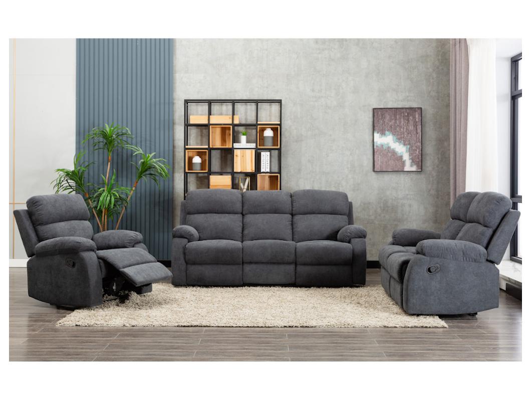 Canapé 3 places relax en tissu TOLZANO - Anthracite