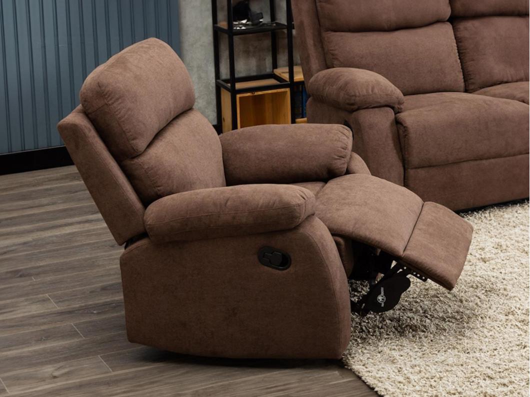 Relaxfauteuil van stof TOLZANO - Donkerbruin