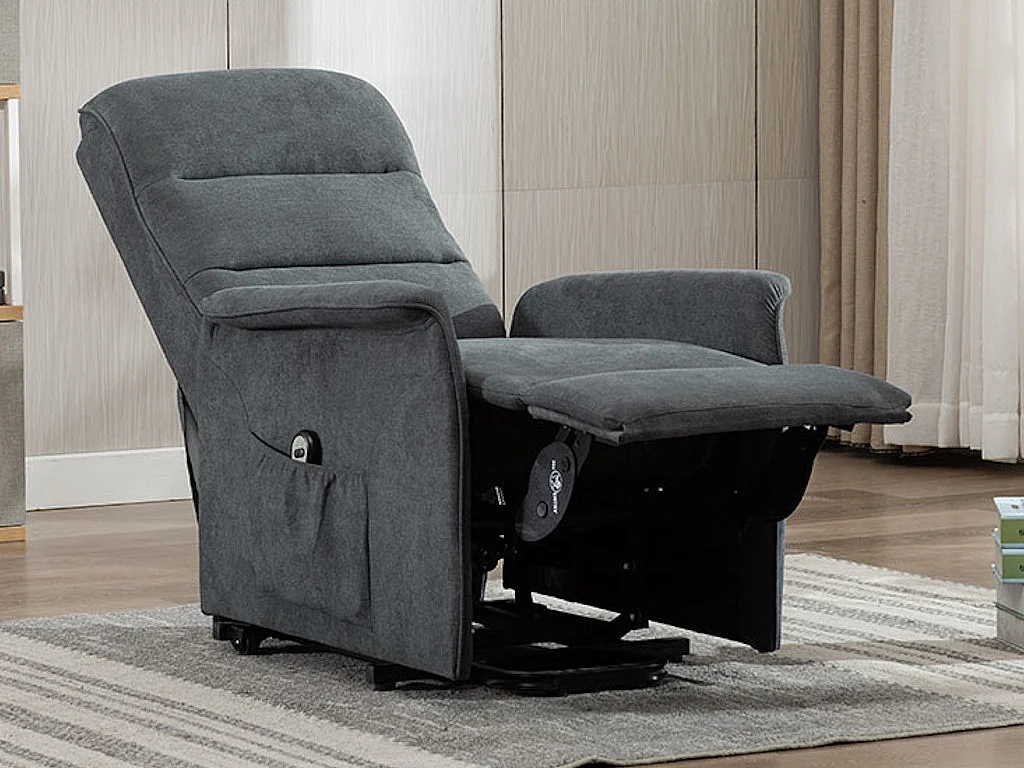 Fauteuil releveur électrique en tissu anthracite CAPUCINE