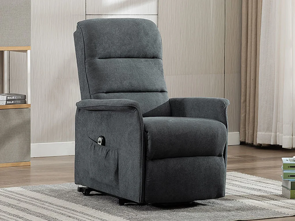 Fauteuil releveur électrique en tissu anthracite CAPUCINE