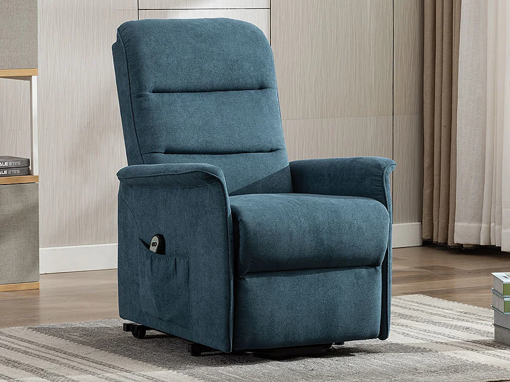 Fauteuil releveur électrique en tissu bleu CAPUCINE