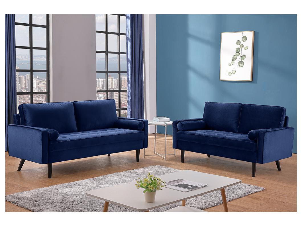 Tweezitsbank van fluweel FLEUET - Donkerblauw