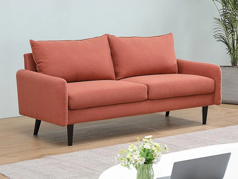 Sofá de 3 plazas de tela HALIA - Terracota