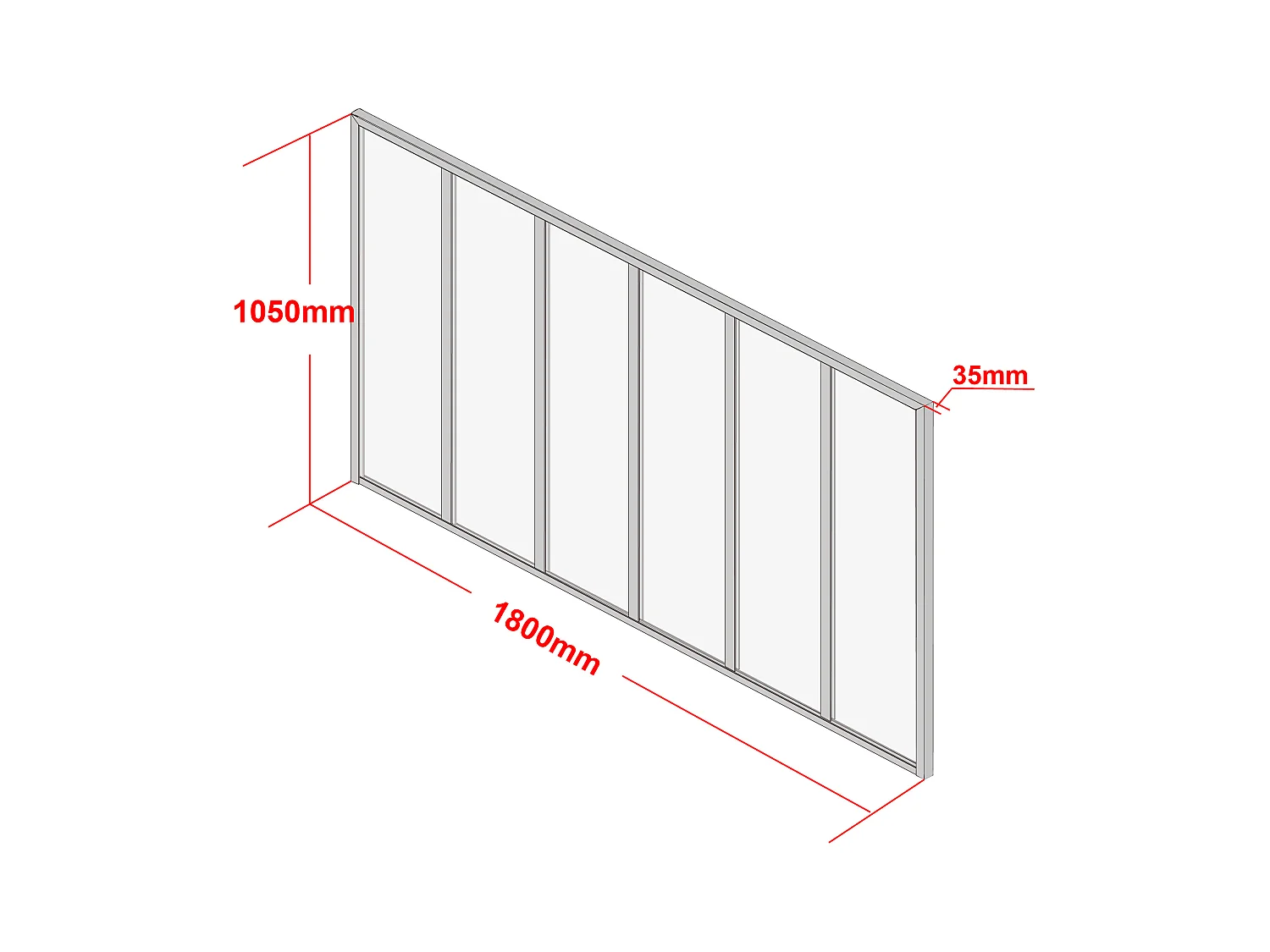 Cristalera atelier BAYVIEW de aluminio termolacado negro - 180x105 cm