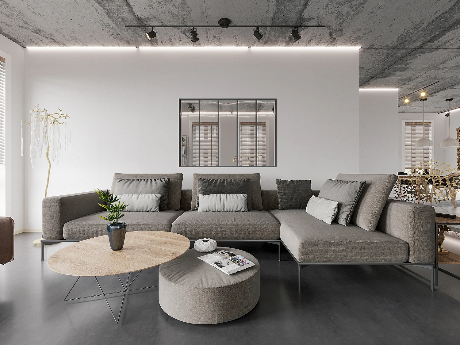Glazen binnenraam BAYVIEW van aluminium met zwarte poedercoating - 150 x 105 cm