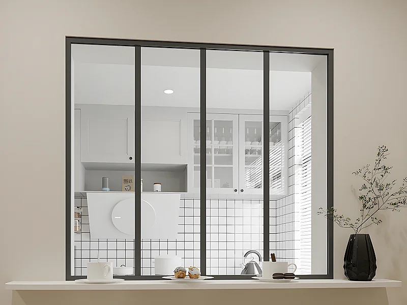 Verrière atelier en aluminium thermolaqué - 120x105 cm - Noir - BAYVIEW