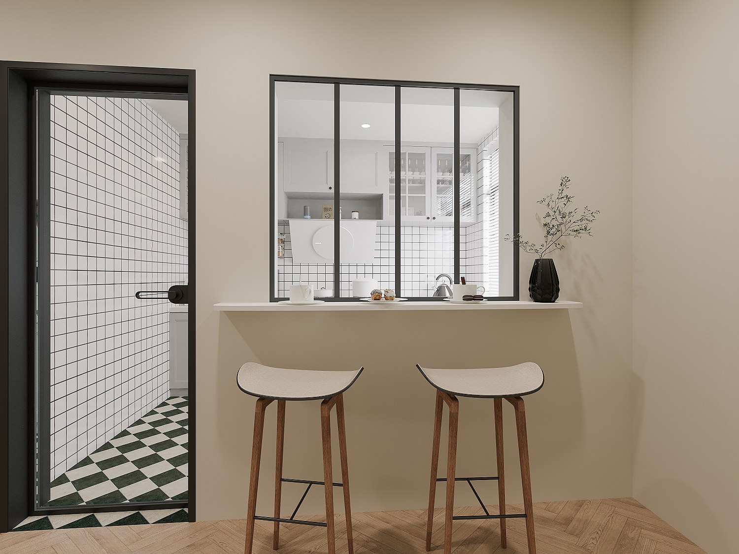 Vente-unique Atelier-Glaswand - 120 X 105 Cm - Thermolackiertes Aluminium - Schwarz - Bayview