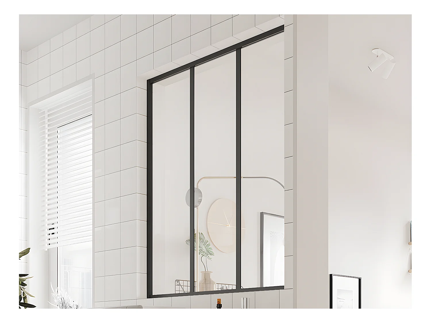 Cristalera atelier BAYVIEW de aluminio termolacado negro - 90x105 cm