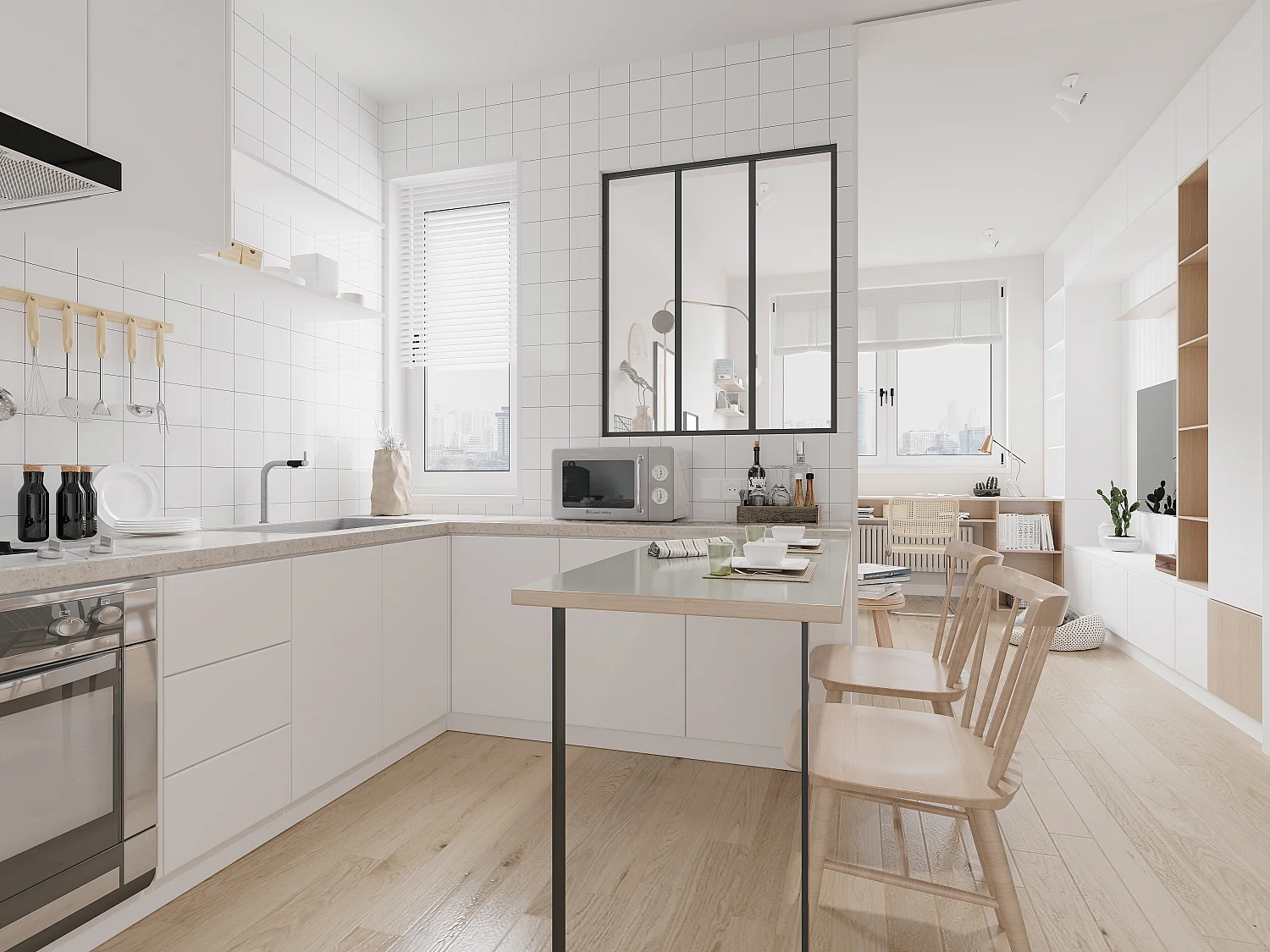 Verrière atelier en aluminium thermolaqué - 90x105 cm - Noir - BAYVIEW