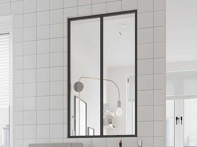 Przeszklona ścianka BAYVIEW z aluminium lakierowanego na czarno - 60x105 cm