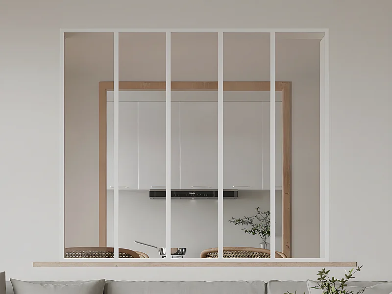 Vetrata stile industriale 150 x 130 cm in alluminio termolaccato Bianco - BAYVIEW