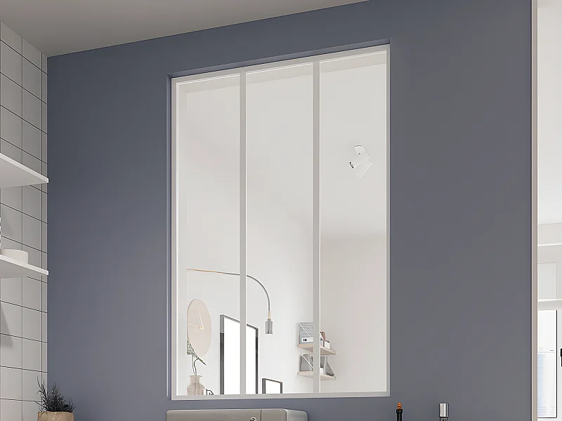 Glazen binnenraam BAYVIEW - Wit - 90 x 130 cm - Aluminium