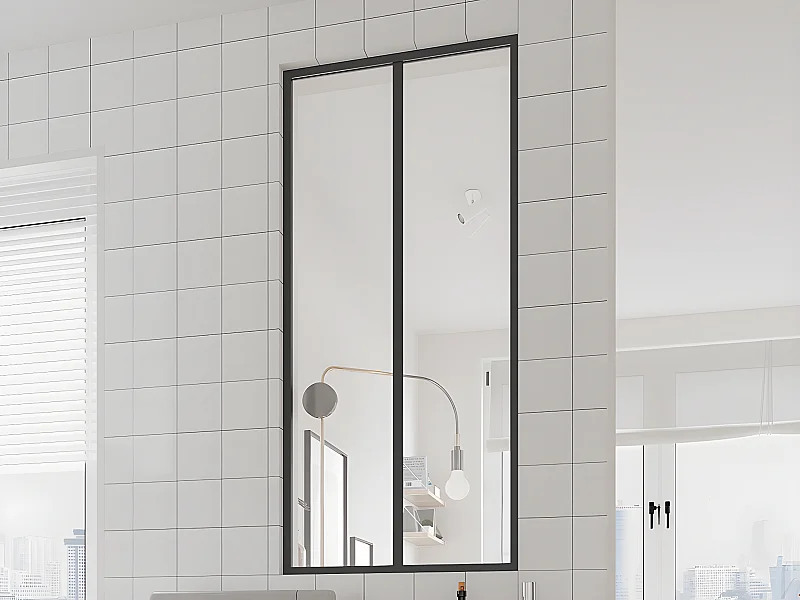 Atelier-Glaswand - 60 x 130 cm - thermolackiertes Aluminium - Schwarz - BAYVIEW