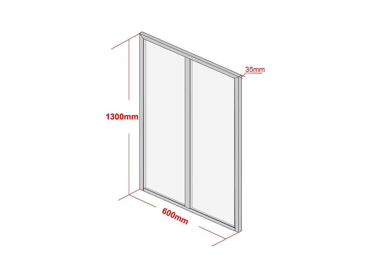 Værkstedsvinduesparti i termolakeret aluminium - 60x130 cm - Sort - BAYVIEW