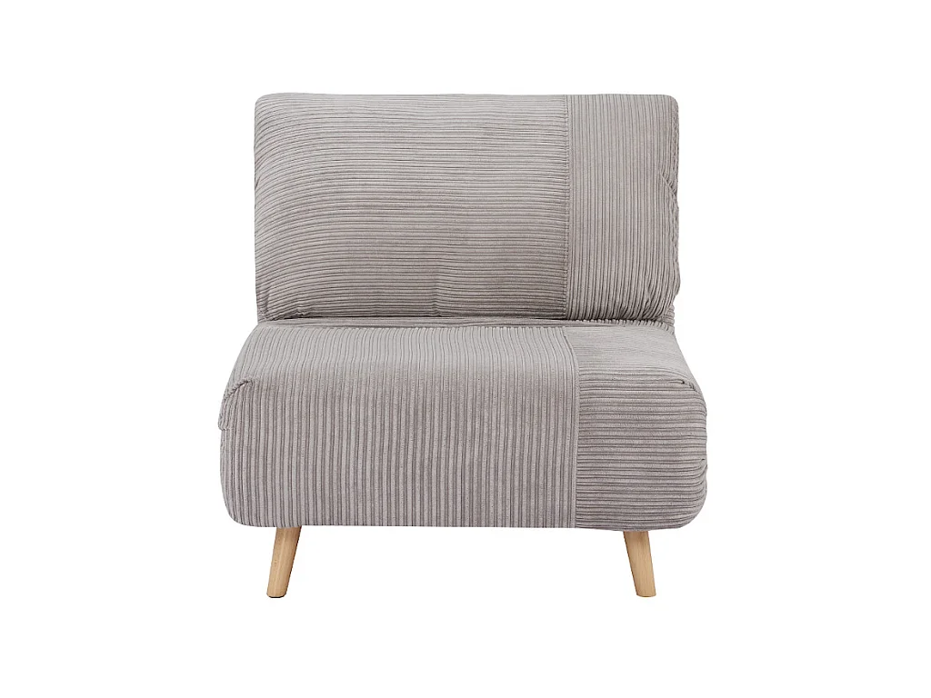 Fauteuil convertible en velours côtelé PALULA - Gris clair