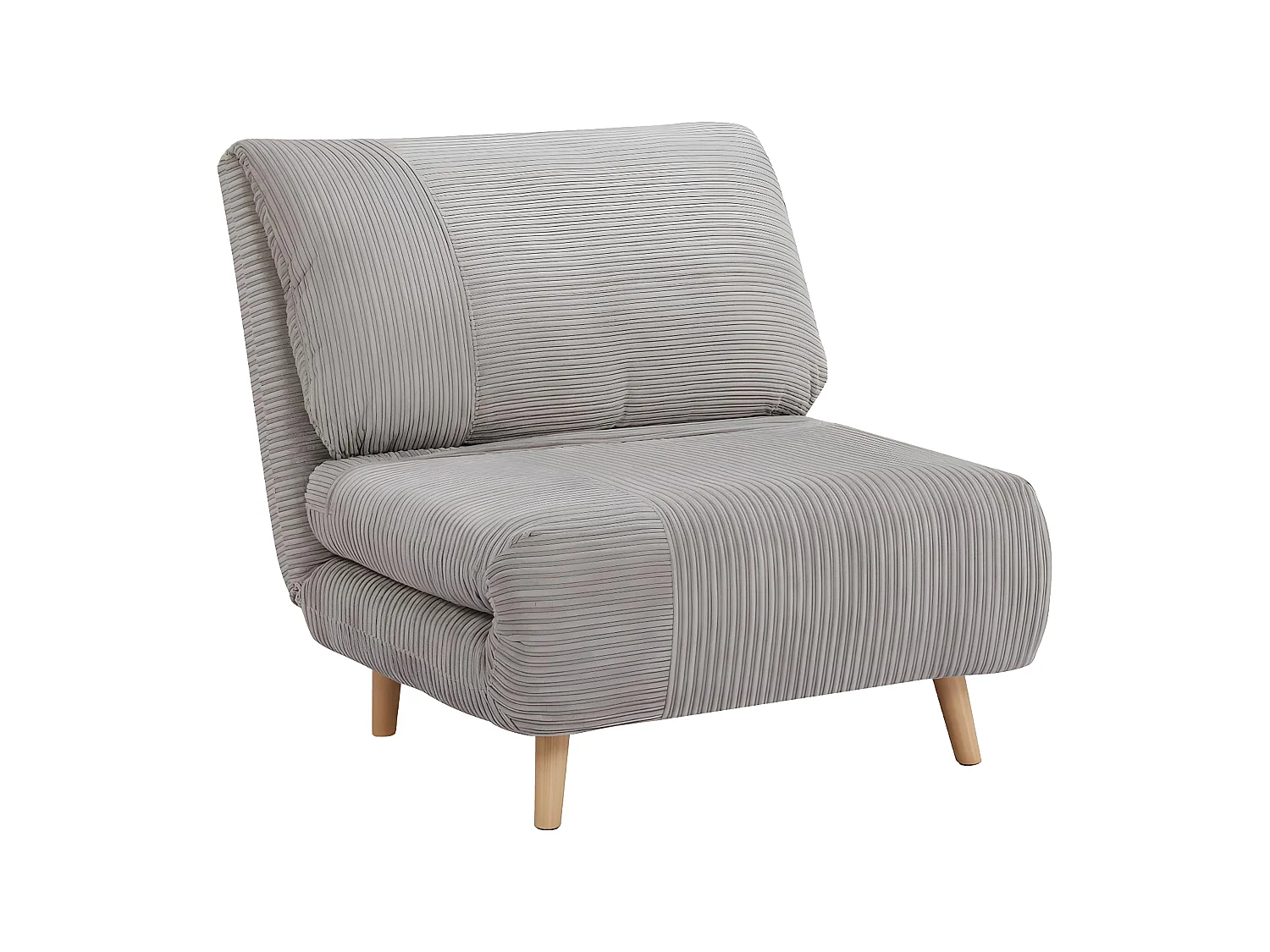 Fauteuil convertible en velours côtelé PALULA - Gris clair