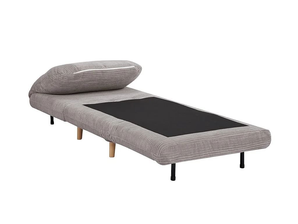 Fauteuil convertible en velours côtelé PALULA - Gris clair