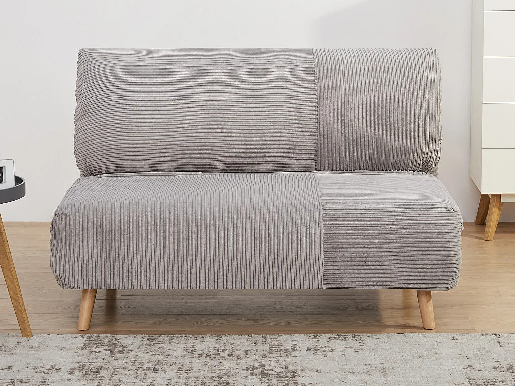 Schlafsofa 2-Sitzer - Cord - Hellgrau - PALULA