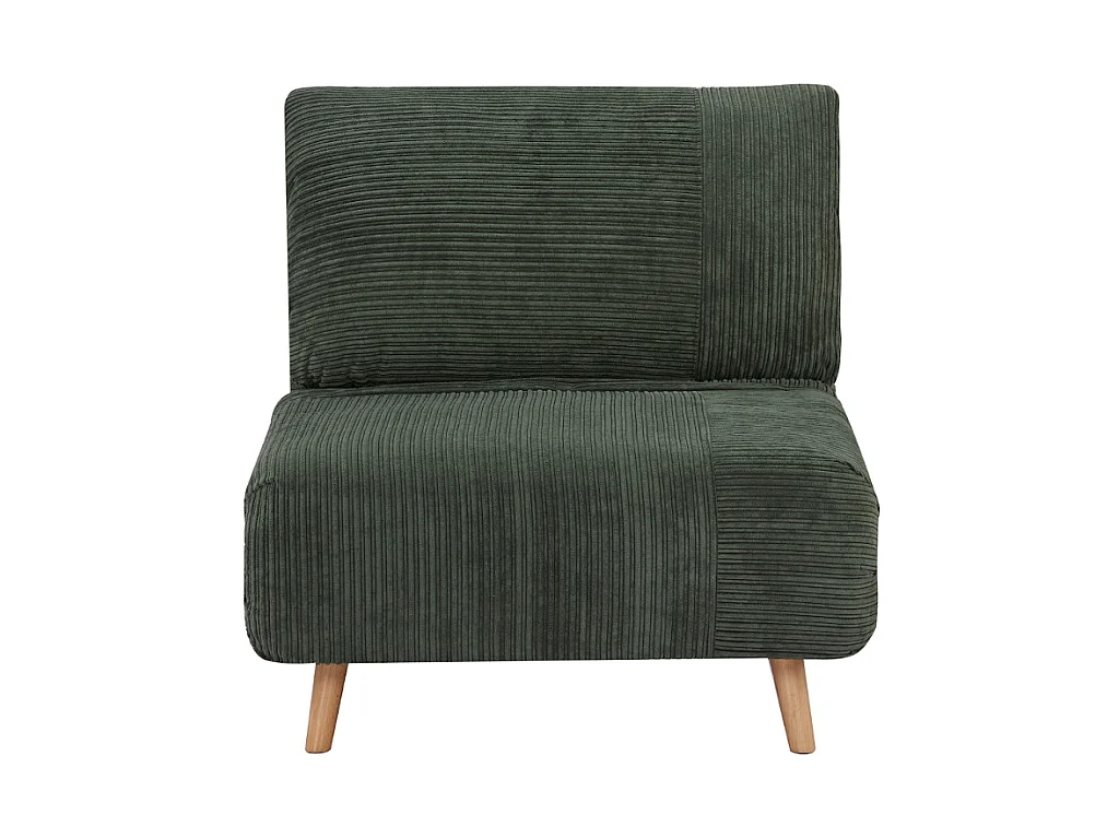 Sillón cama de terciopelo de canalé PALULA - Verde oscuro