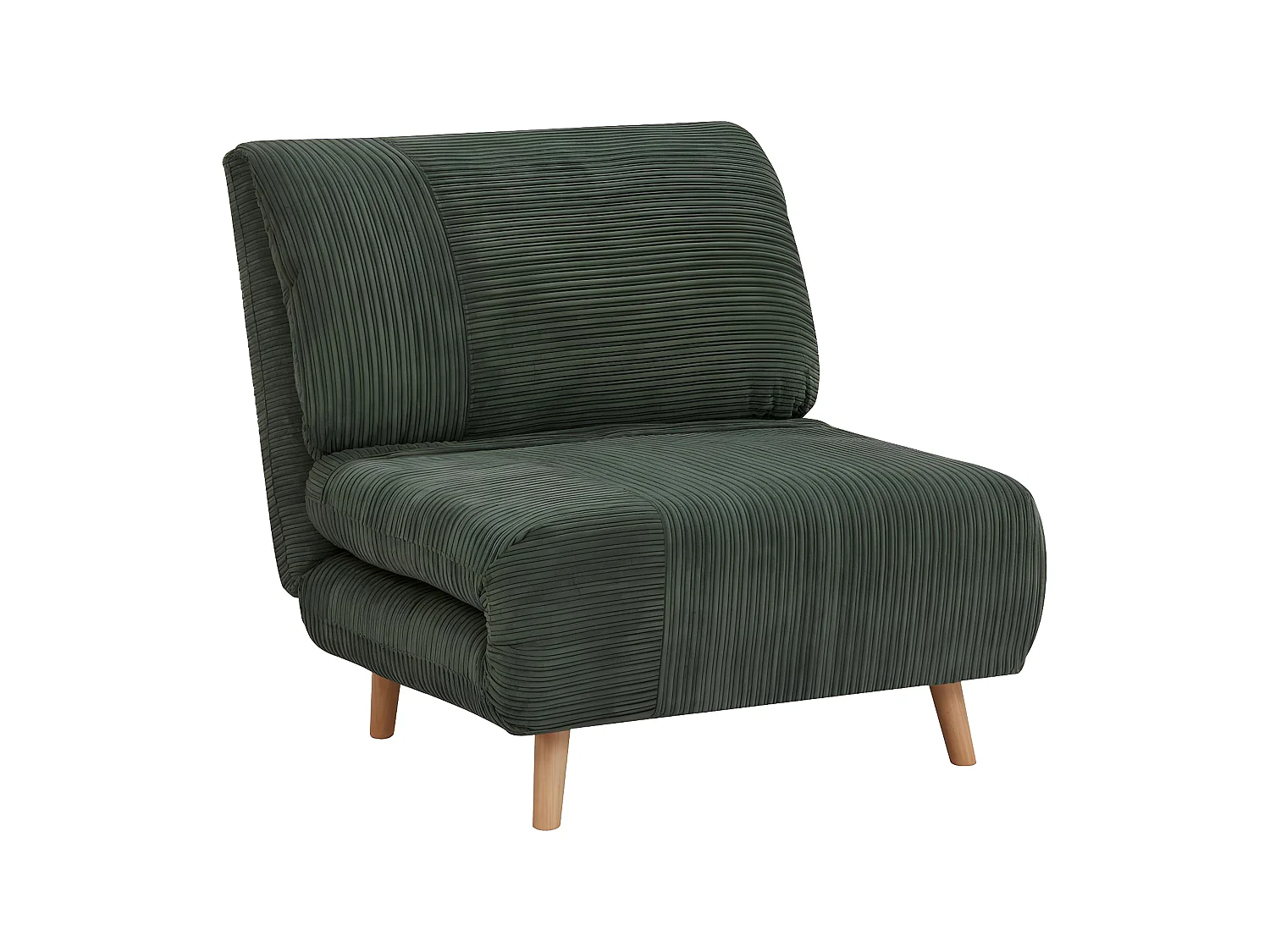 Sillón cama de terciopelo de canalé PALULA - Verde oscuro