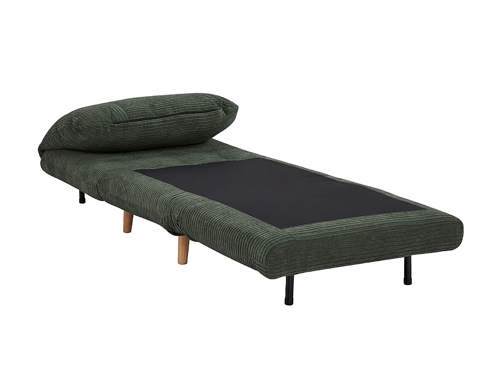 Sillón cama de terciopelo de canalé PALULA - Verde oscuro