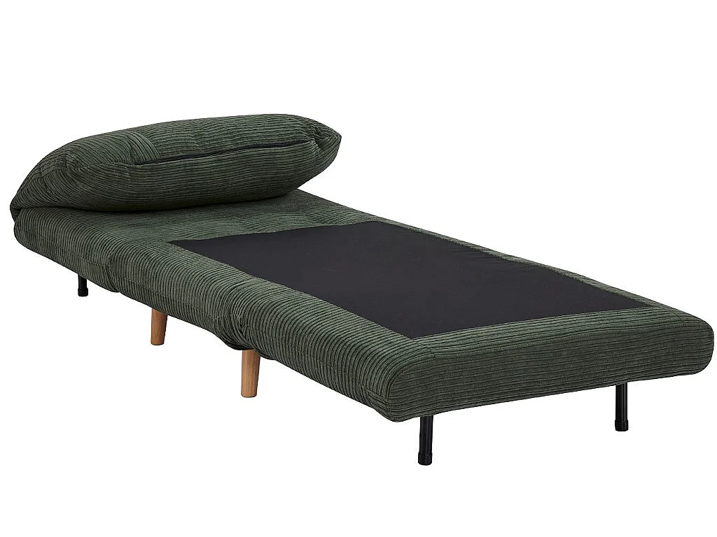 Fauteuil convertible en velours côtelé PALULA - Vert foncé