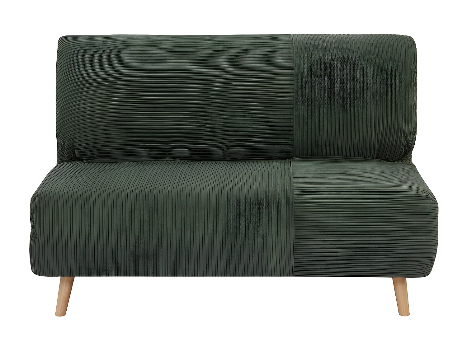 Sofá cama de 2 plazas de terciopelo de canalé PALULA - Verde oscuro