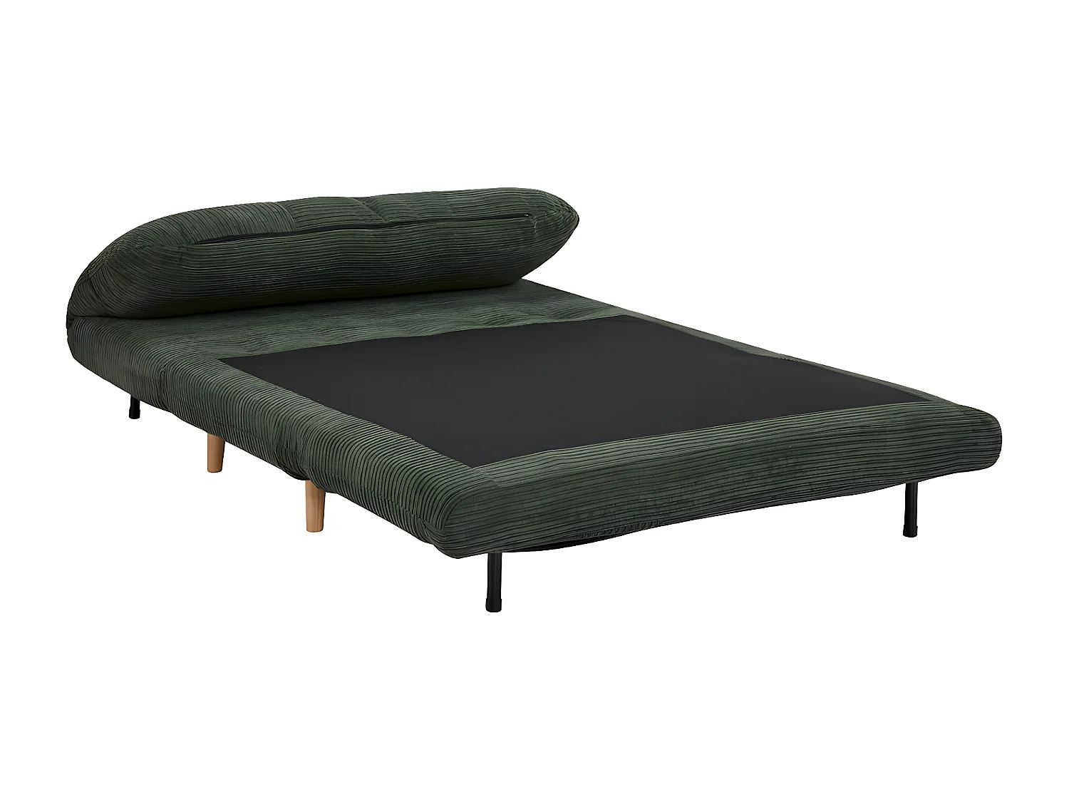 Sofá cama de 2 plazas de terciopelo de canalé PALULA - Verde oscuro