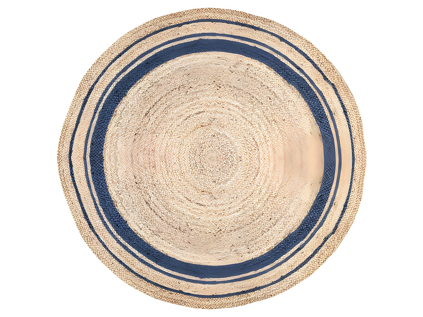 Alfombra redonda BHOPAL 100% yute D. 150 cm Natural y azul