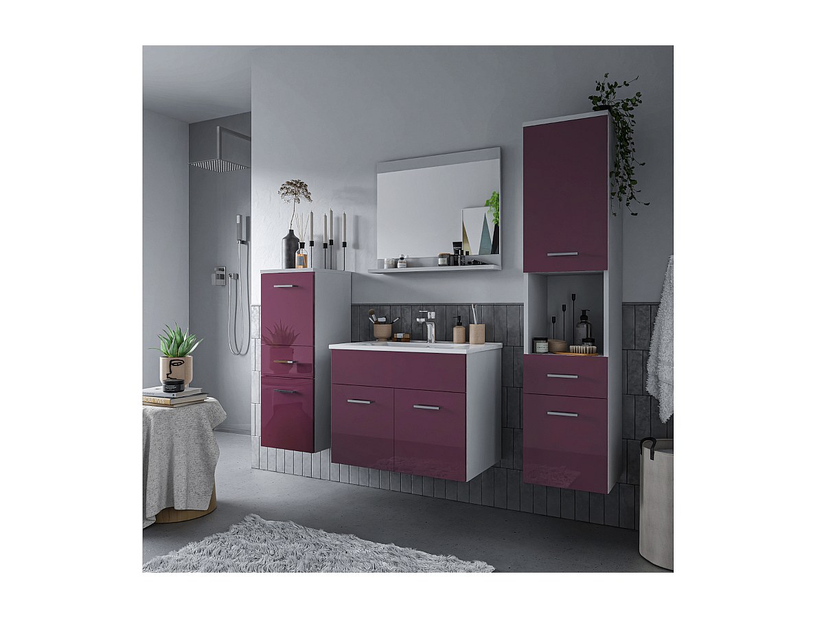 Komplettbad Hochglanz + Waschbecken CLAUDIO - Lila kaufen