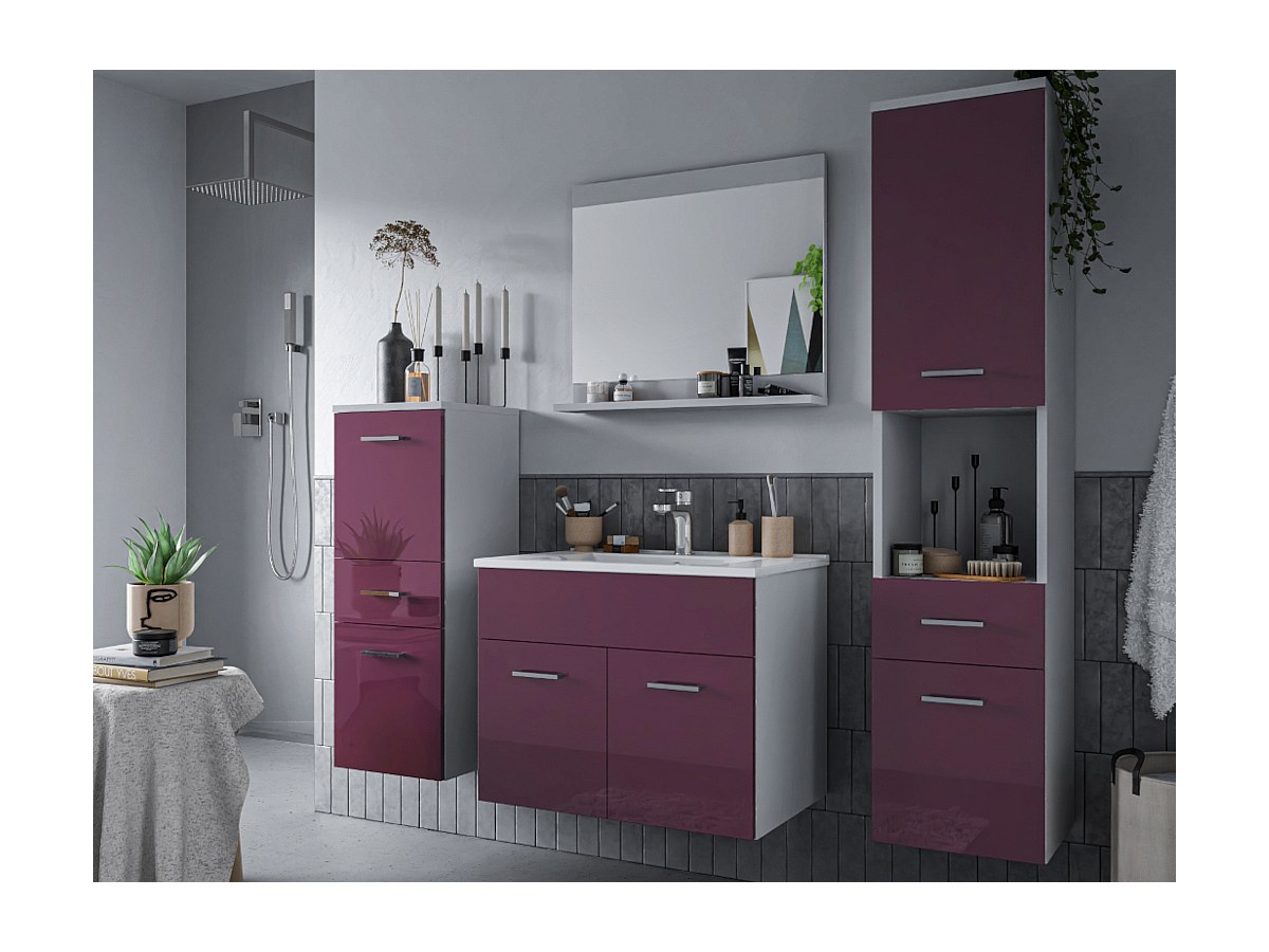 Komplettbad Hochglanz + Waschbecken CLAUDIO - Lila kaufen