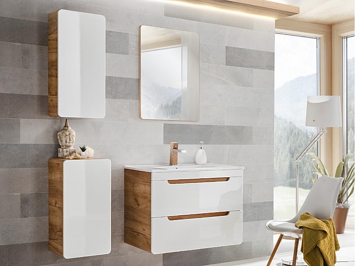 Komplettbad mit Einzelwaschbecken ARUBA - Weiß - Breite: 80 cm kaufen