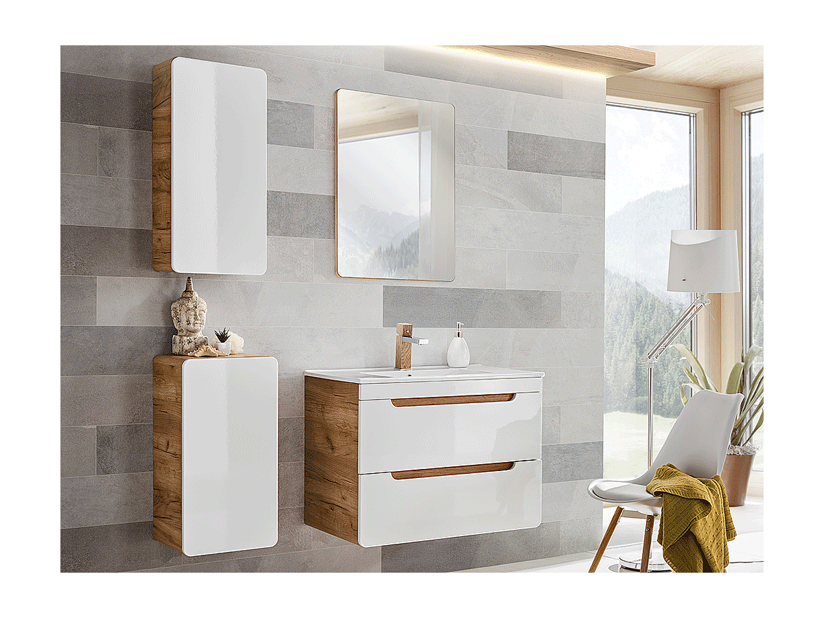 Komplettbad mit Einzelwaschbecken ARUBA - Weiß - Breite: 60 cm günstig