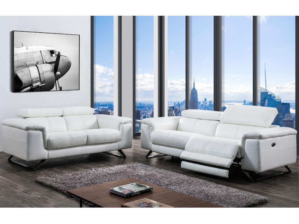 Ledersofa 2-Sitzer mit Kopfstützen BREYT - Weiß