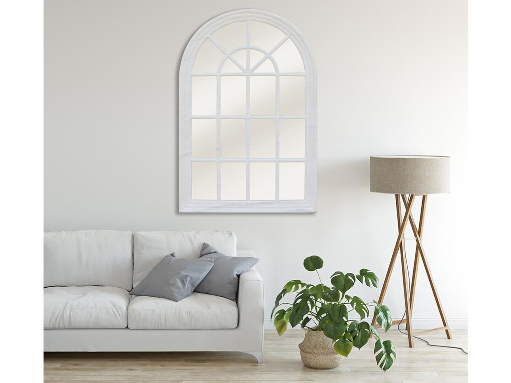Wandspiegel Fensterspiegel - 120 x 80 cm - Paulowniaholz - Weiß - MONTESQUI günstig online kaufen